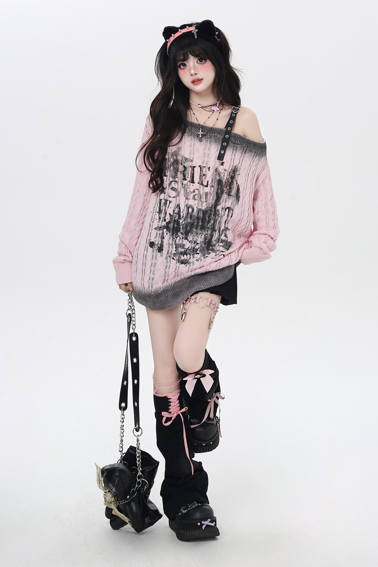 ダークグラデーションオフショルダートップス