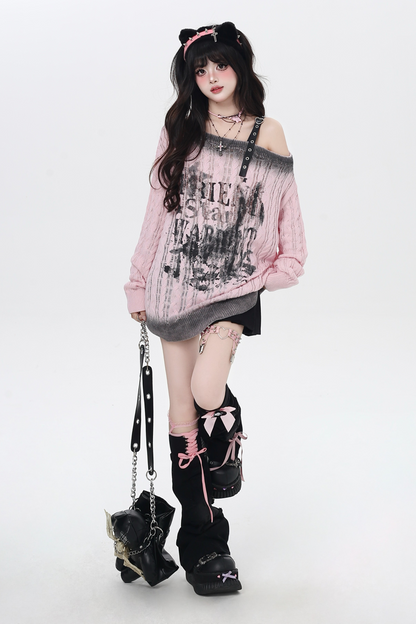 ダークグラデーションオフショルダートップス