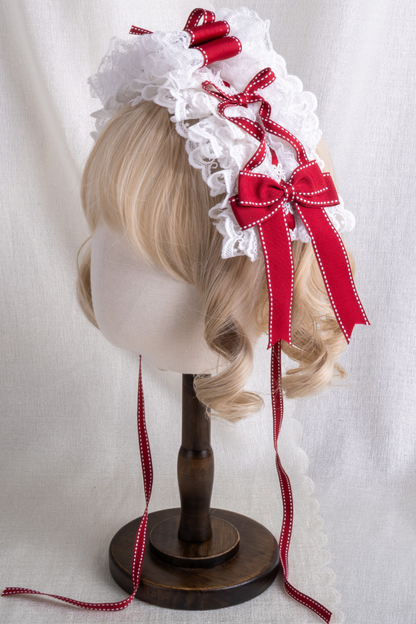 レースステッチロリータヘアバンド+ハットクリップ