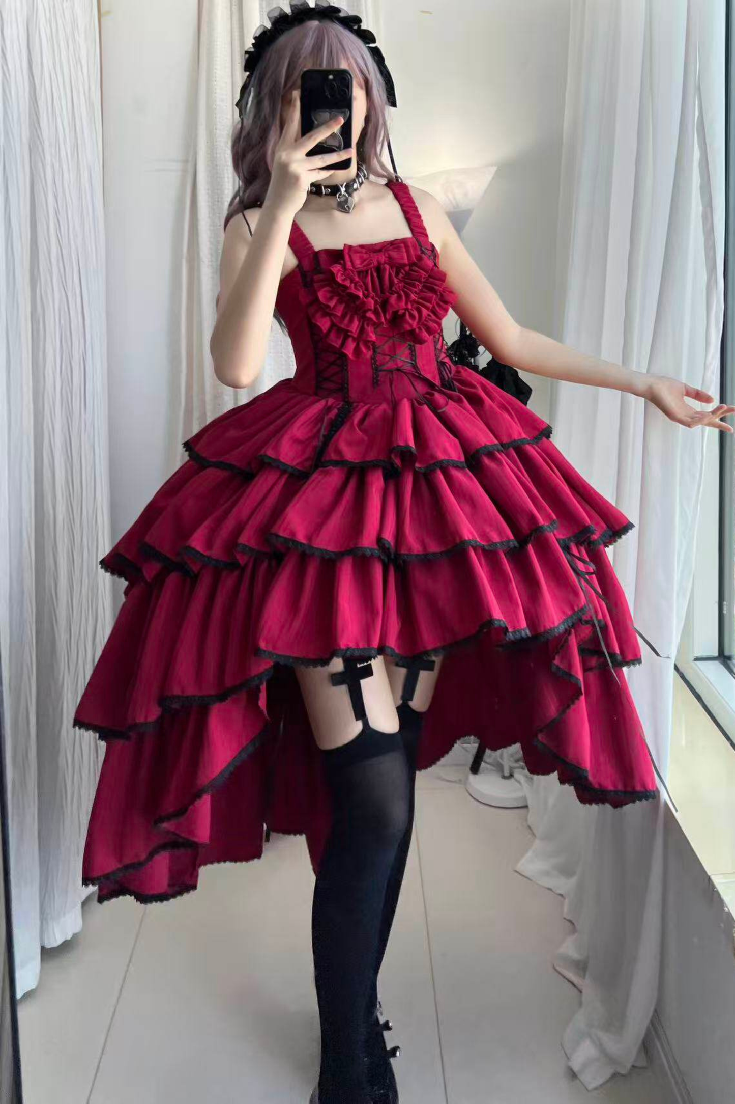 Wine Red Night Jumper Skirt + Shirt