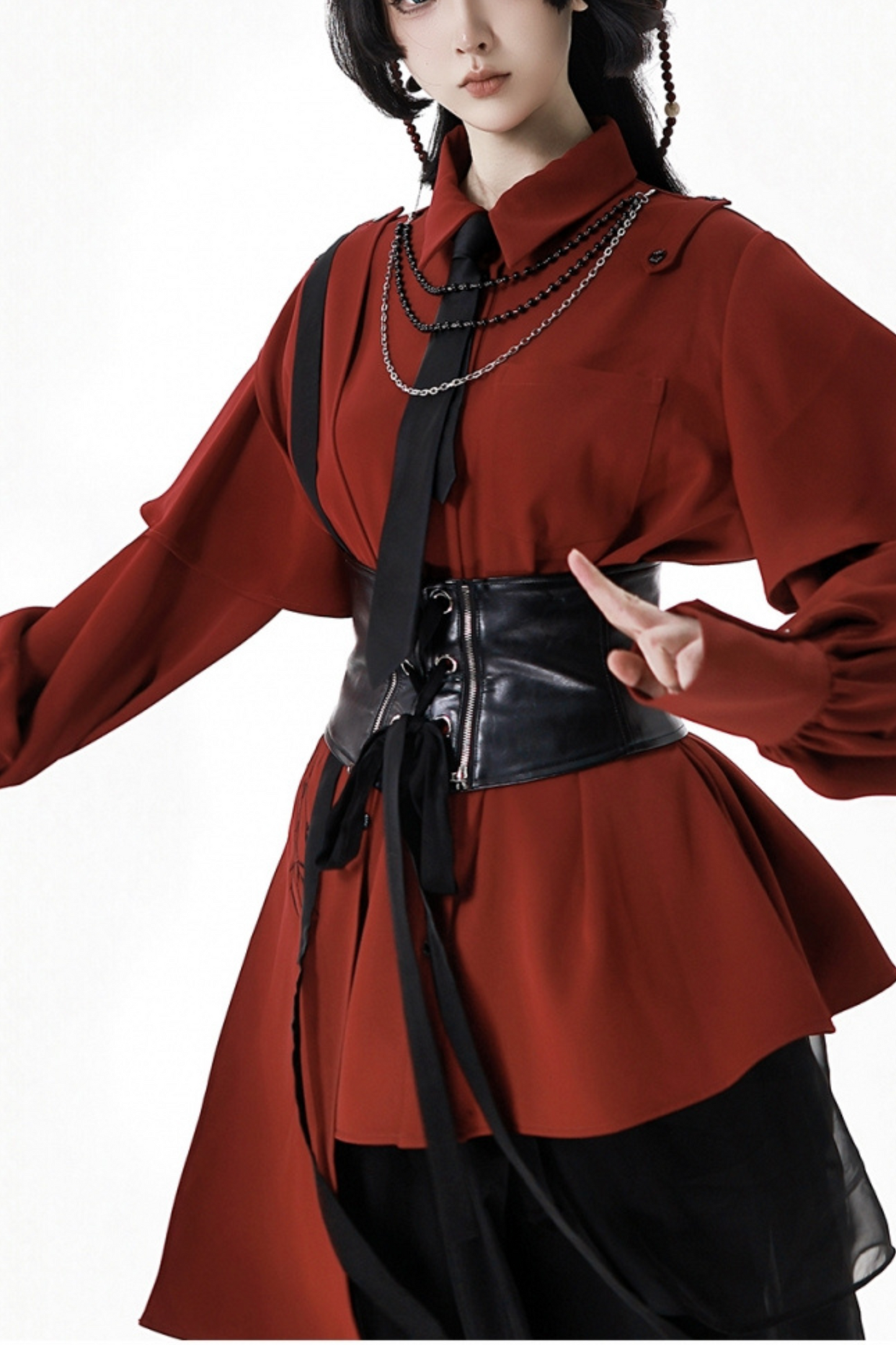 China Top + Chiffon Pants + Corset