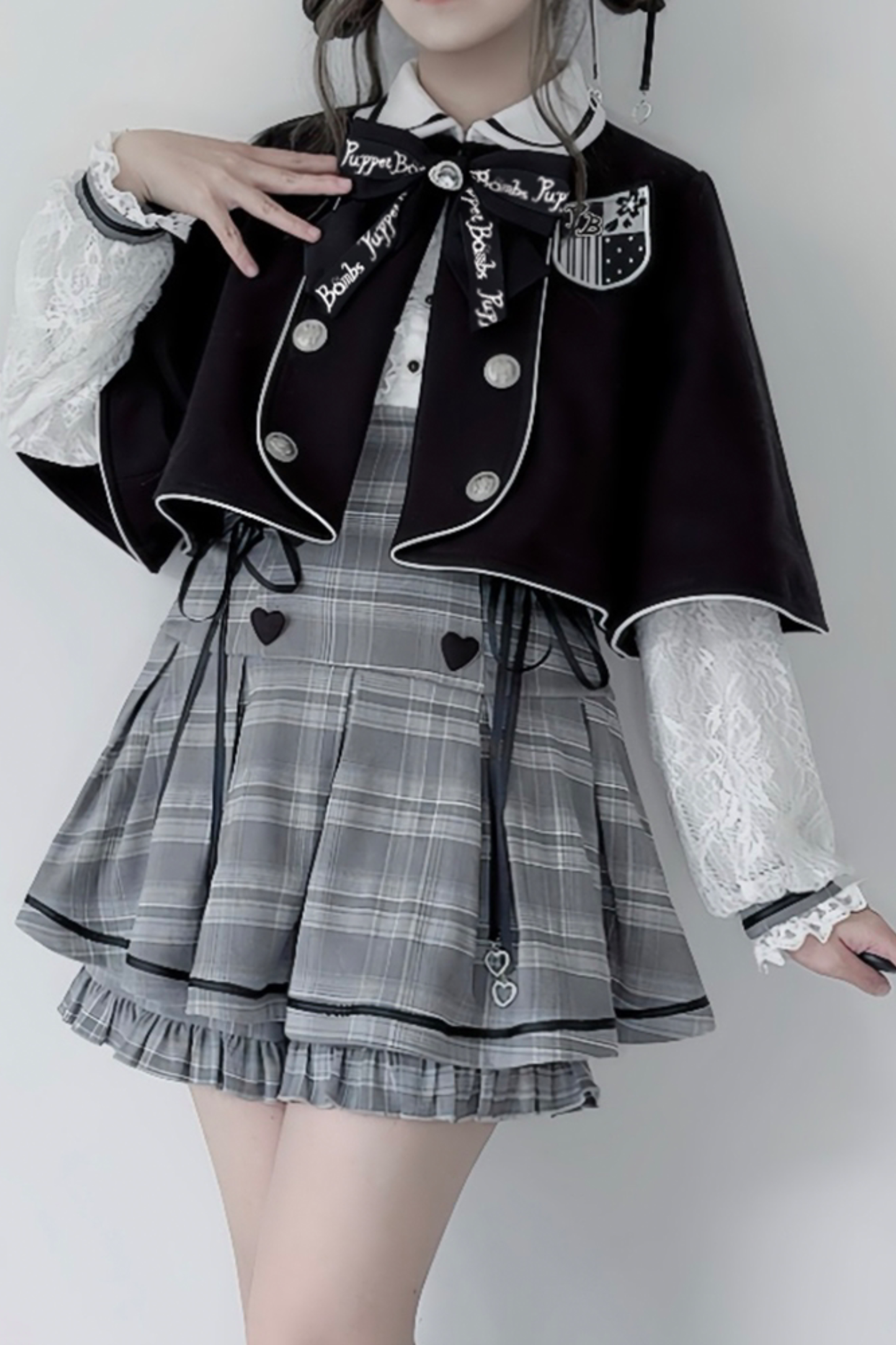 Detektiv-Akademie-Karo-Kleid + Hose + Cape