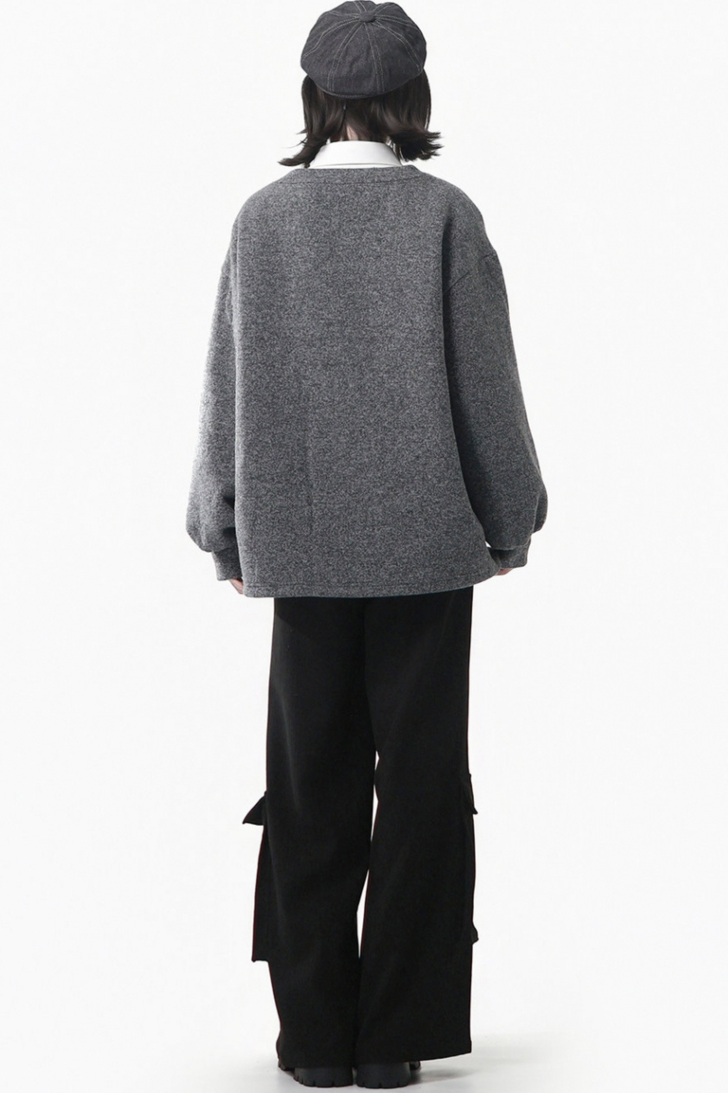 グレーウィンタープレッピーカレッジロングトップス+ショートトップス+スカート+パンツ+シャツ