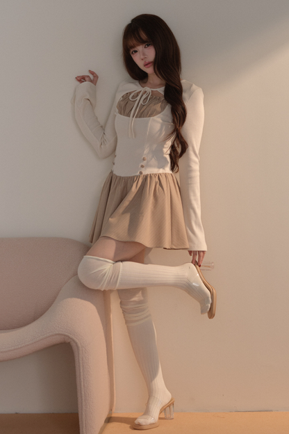 Süßes gestreiftes Strick-Patchwork-Kleid