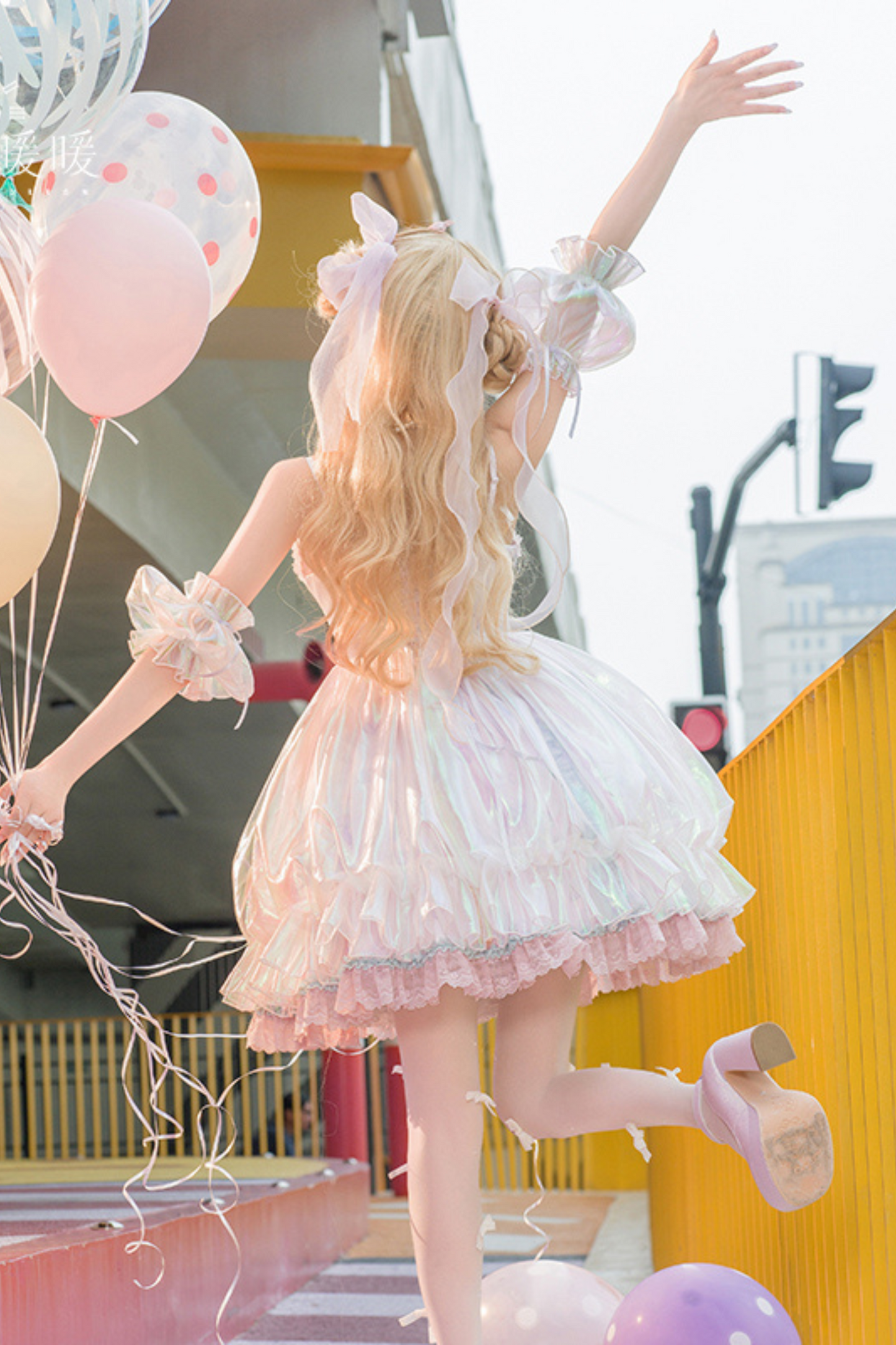 キャンデーポップバルーンロリータジャンパースカート+パールネックレス