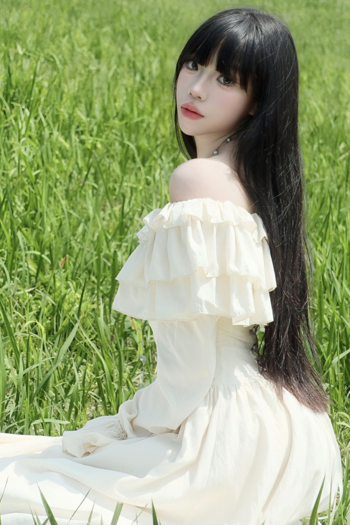 Sweet Frill One Shoulder Dress