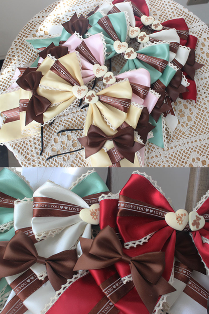 チョコレートバイカラービッグリボンカチューシャ