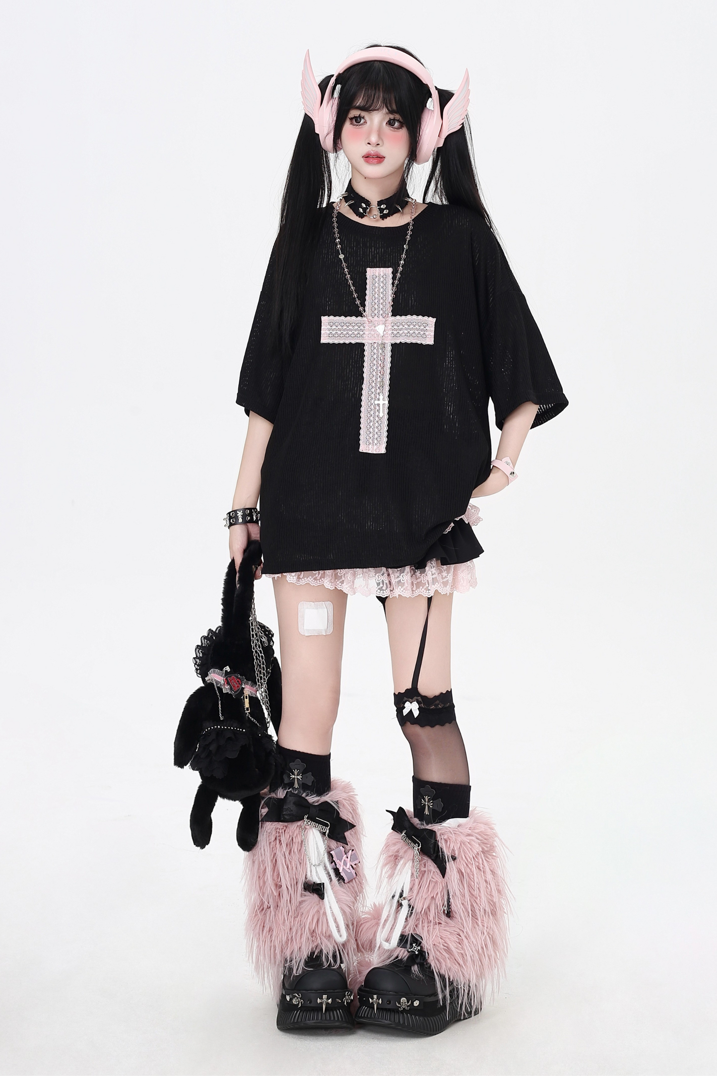 サブカルチャークロスパッチルーズトップス