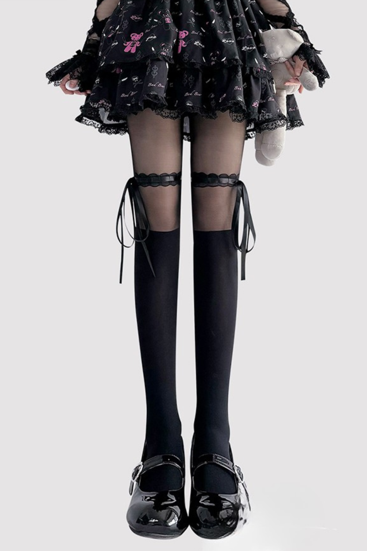 ストラップレースバレエリボンタイツ