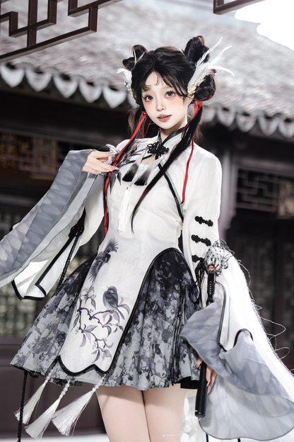 チャイナビッグスリーブケープ+シャツ+ロングスカート+ウエストベルト+チャイナトップス+スカート+キャミソールドレス+レッグウォーマー