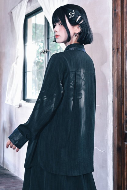 Snake design patchwork shirt