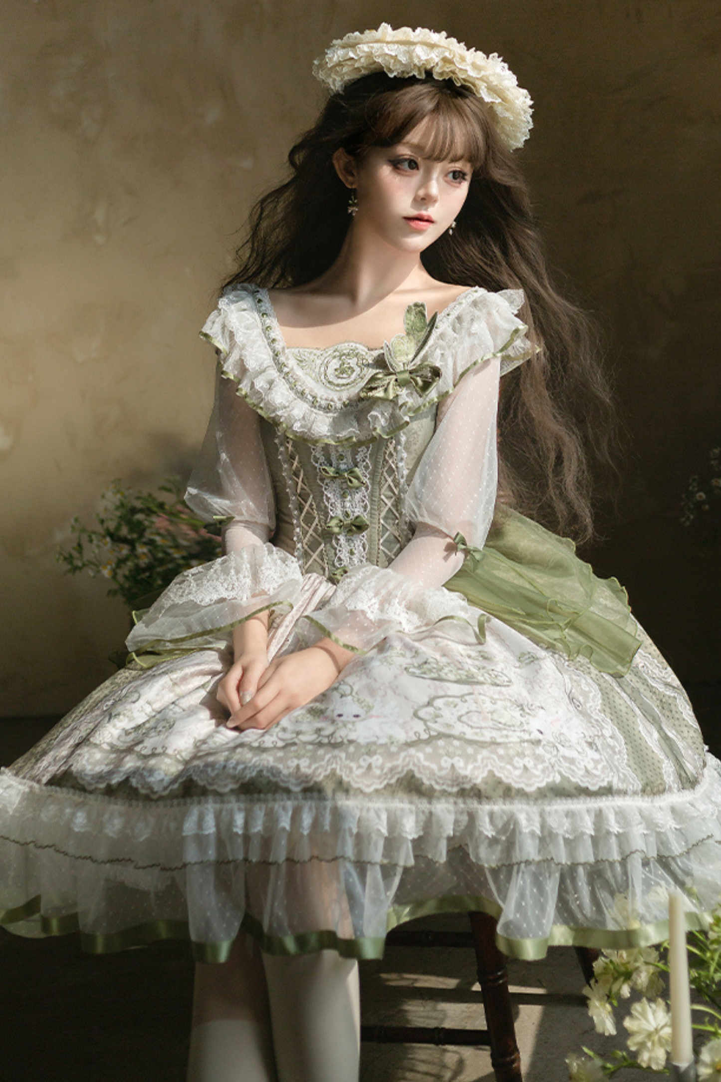 [Reservations] Fresh Green Print Kula Lolita Dress + Brooch