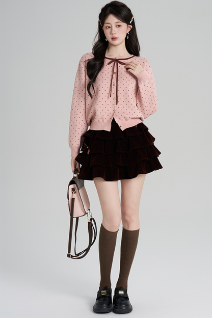 ドットフレンチニットカーディガン