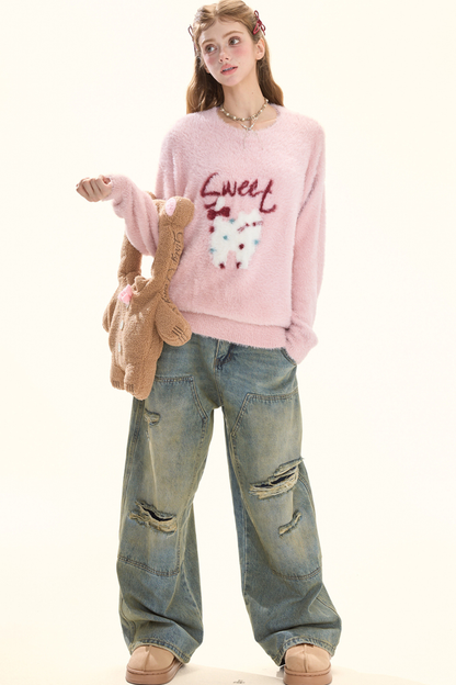 ウォッシュレトロデザインデニムパンツ