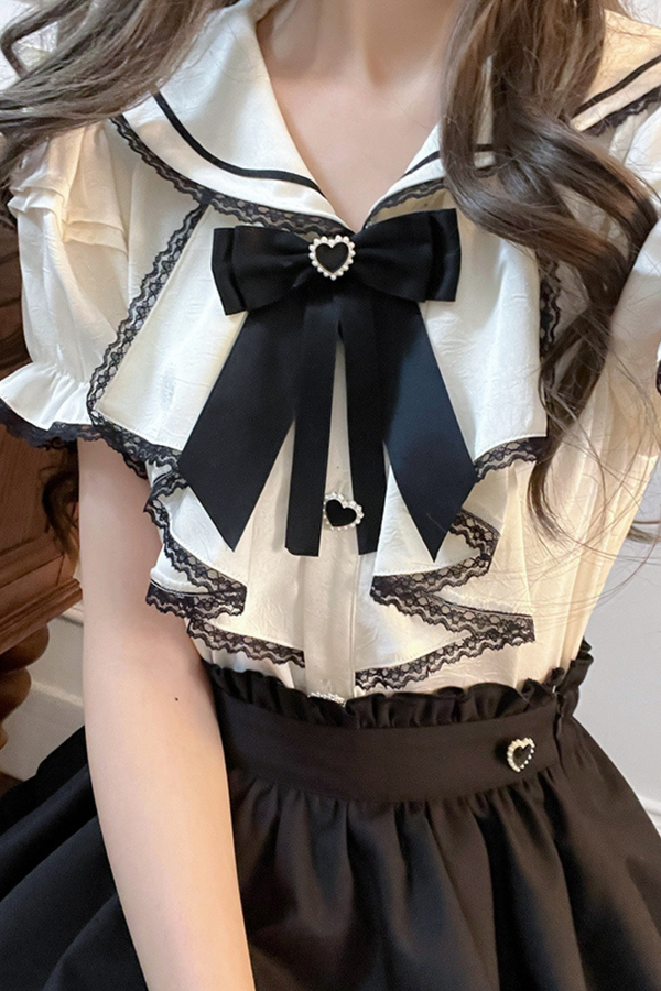 Mine sailor ribbon top + ruffle skirt