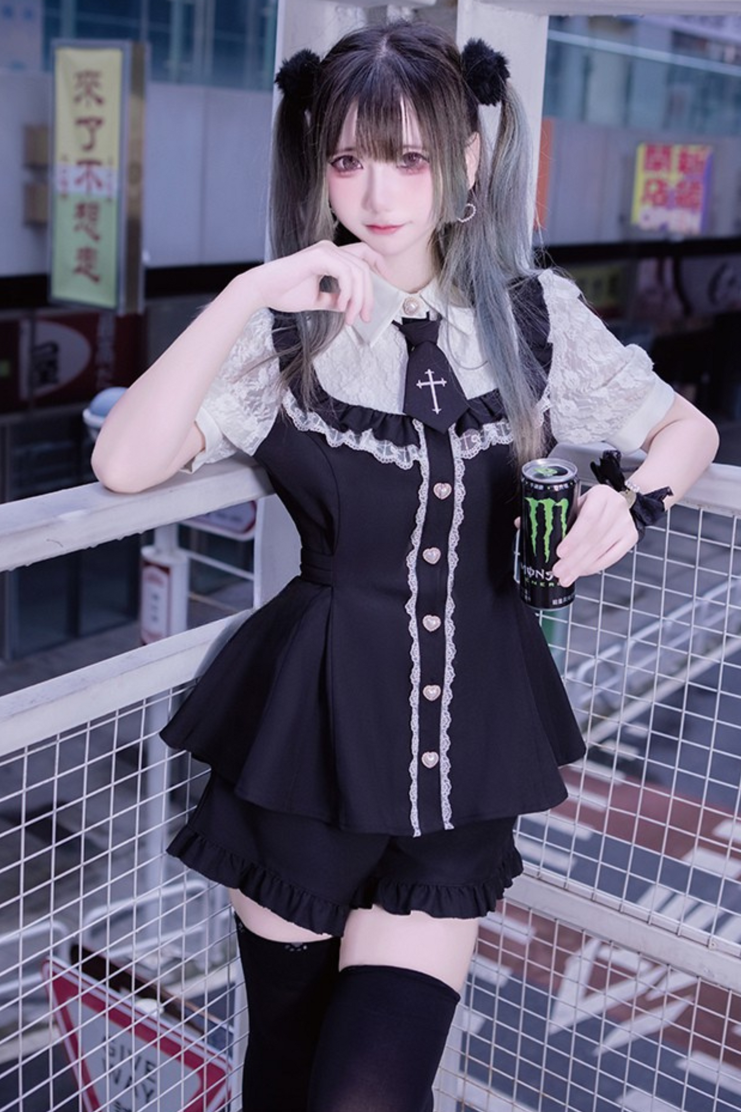 Heart Mine Mass Production Lace Doll Dress + Shorts + Tie