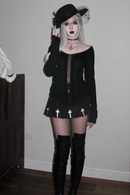 ゴシッククロスニットトップス