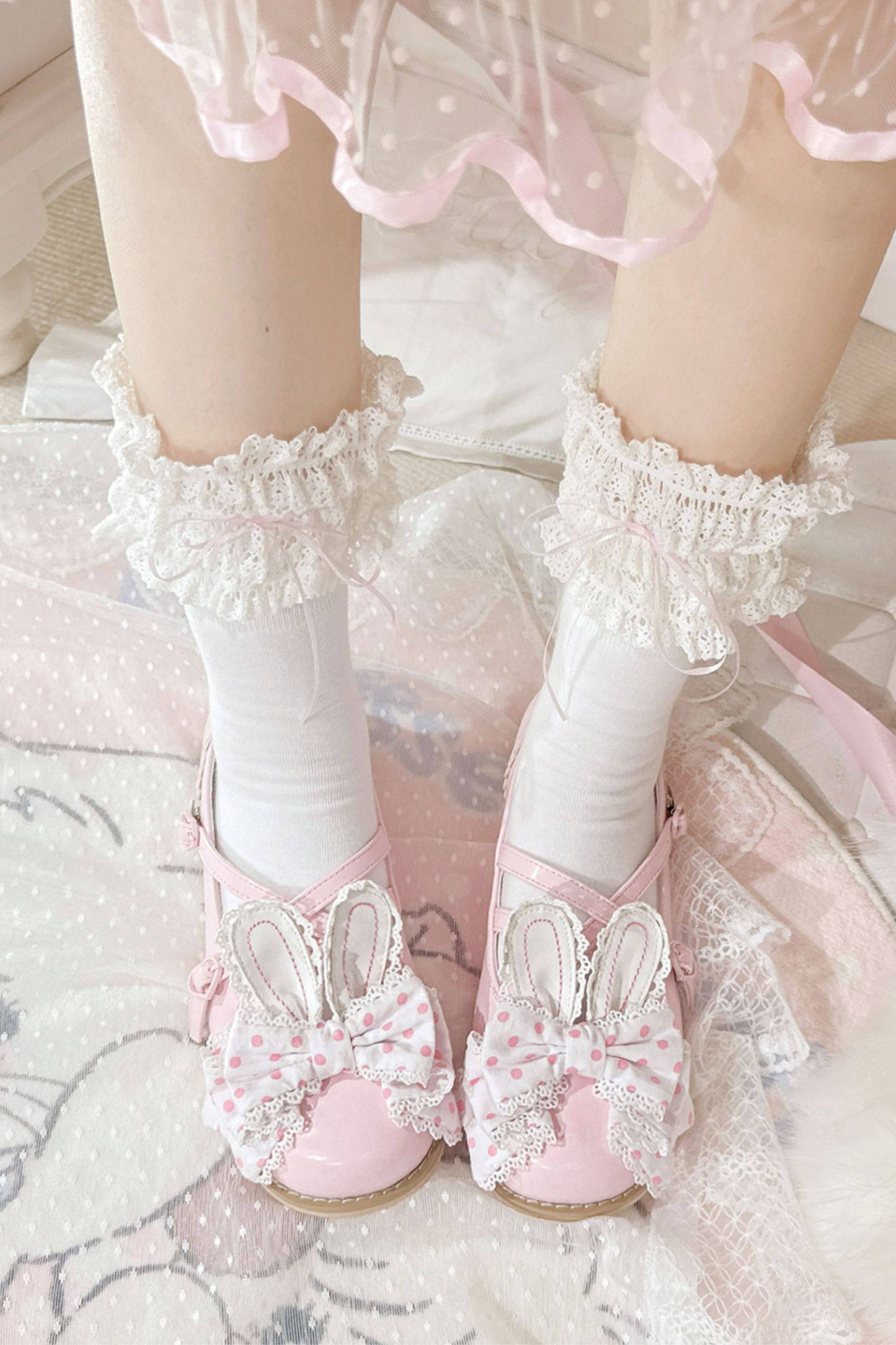 Sheep Puff Polka Dot Shoes