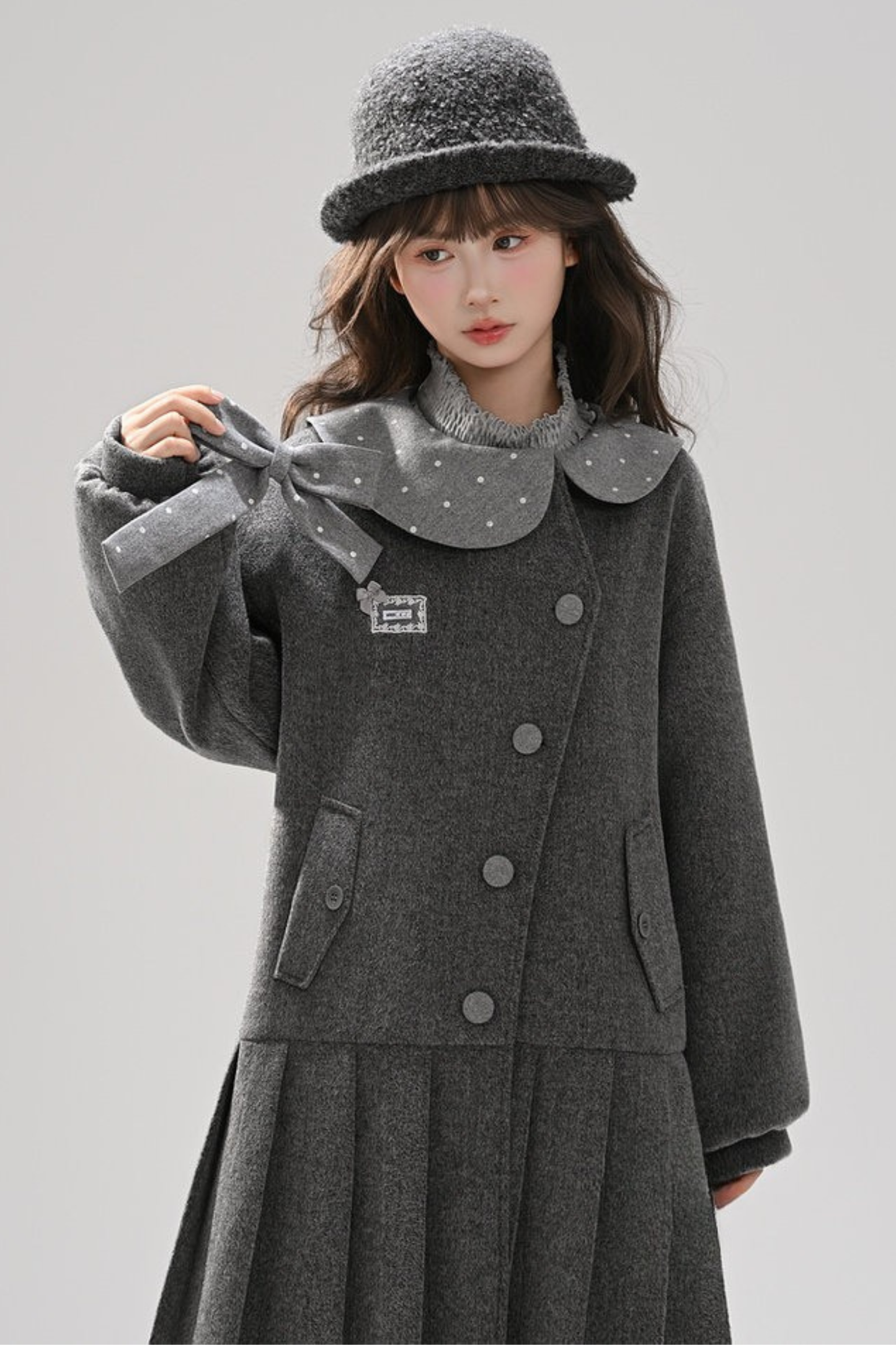 カレッジプリーツヘムルーズコート