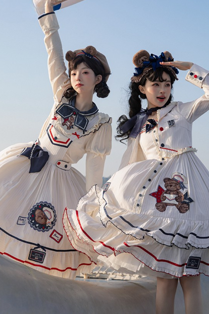 [Reservation Item] Marine Bear Design Doll Lolita Dress + Tie Top