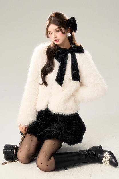 Pearl White Silk Fur Coat