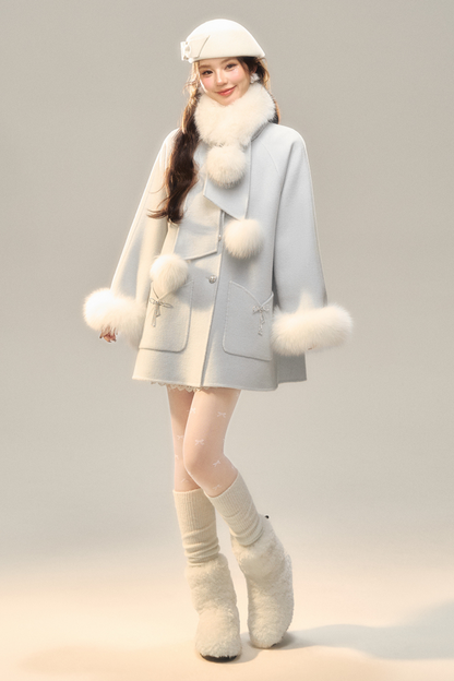 Milk Blue Fur French Coat