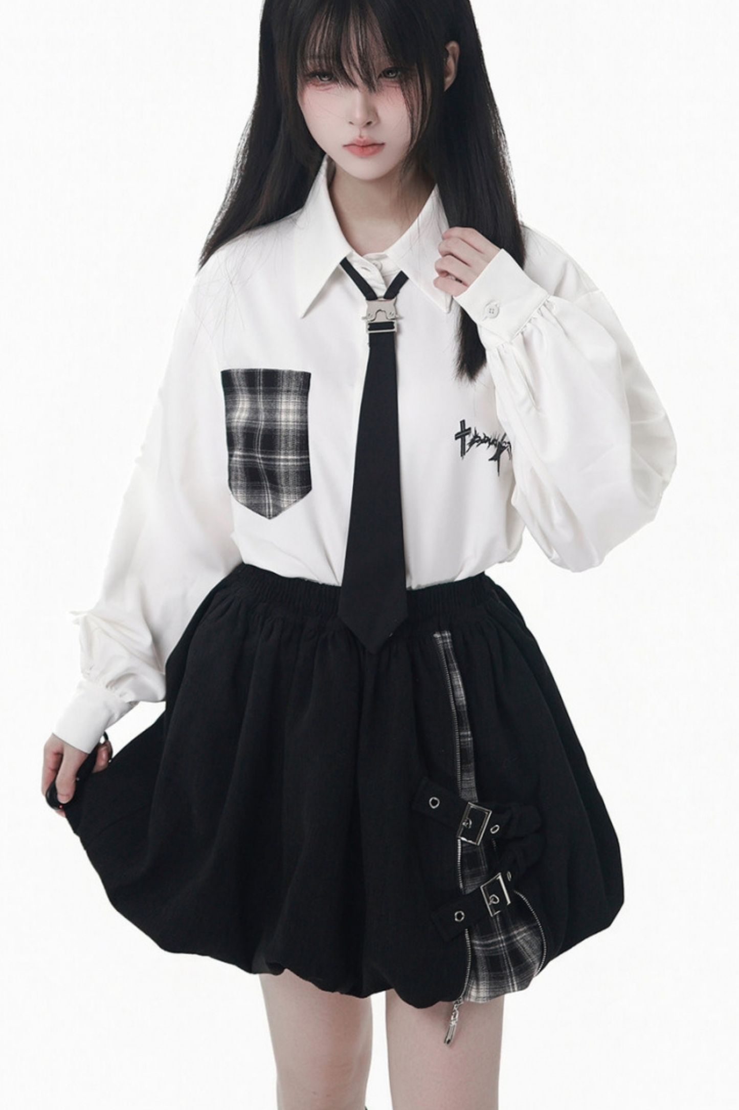 モードダークジャケット+シャツ+ロングスカート+ショートスカート
