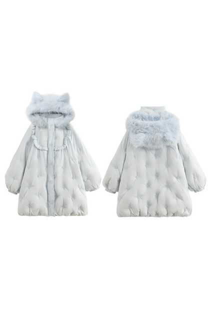 キャットルーズフードダウンジャケット