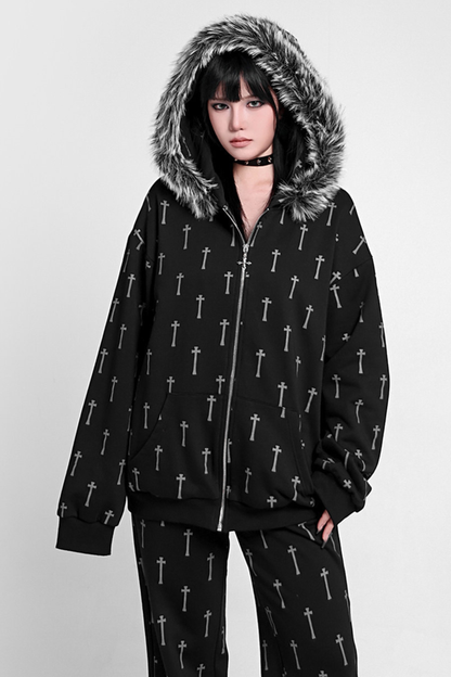 クロスファーフードパーカー