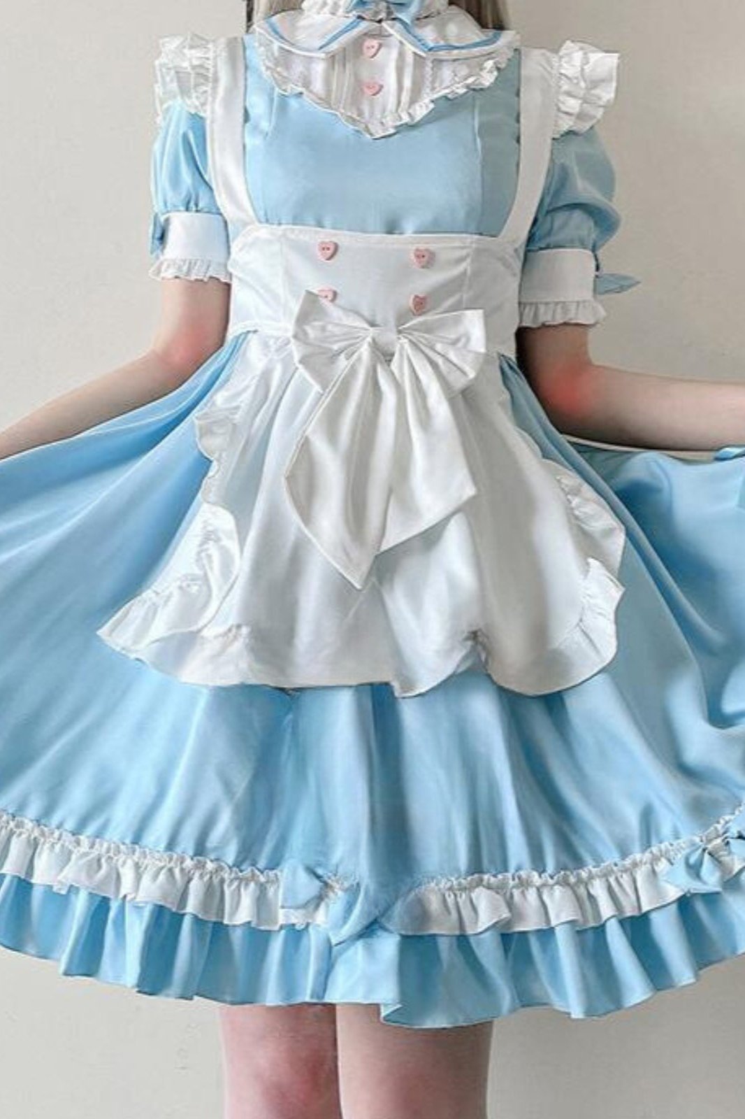 Soft Girl Bow Lace Maid Dress Set