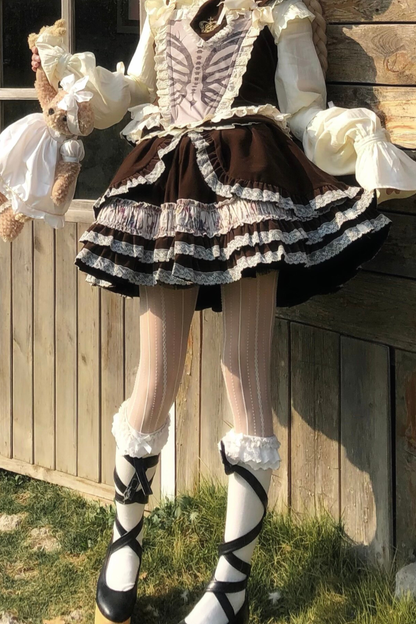 ヴェルベットフローラルレーススカート