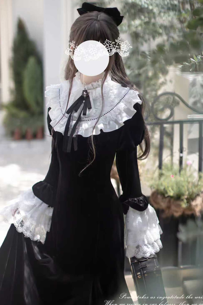 Gothic Velvet Black Elegant Mermaid Dress