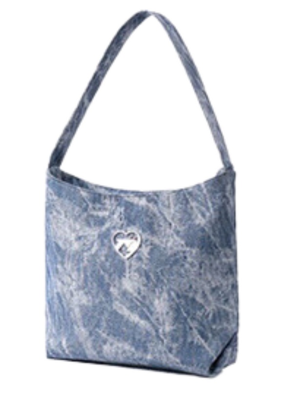 Sweet Cool Denim Printed Soft Leather Shoulder Bag