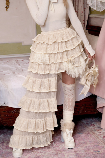 ナイトパーティーゴシックレースケーキアシメスカート