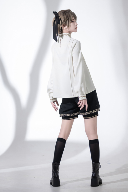 レトロスタンドカラーシャツ+ハーフパンツ+ジャケット