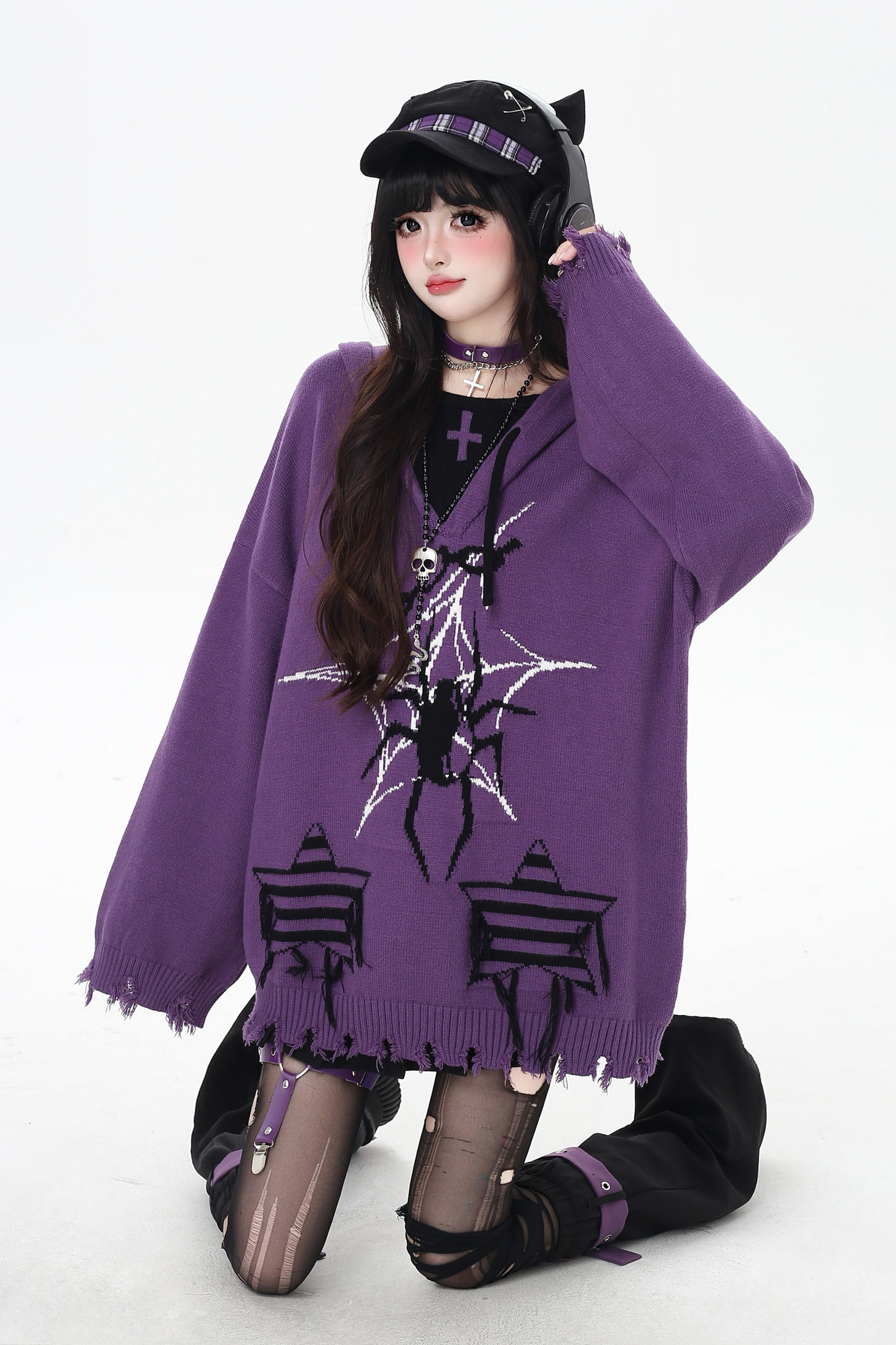 Subculture Faux Tooloos Hooded Tops