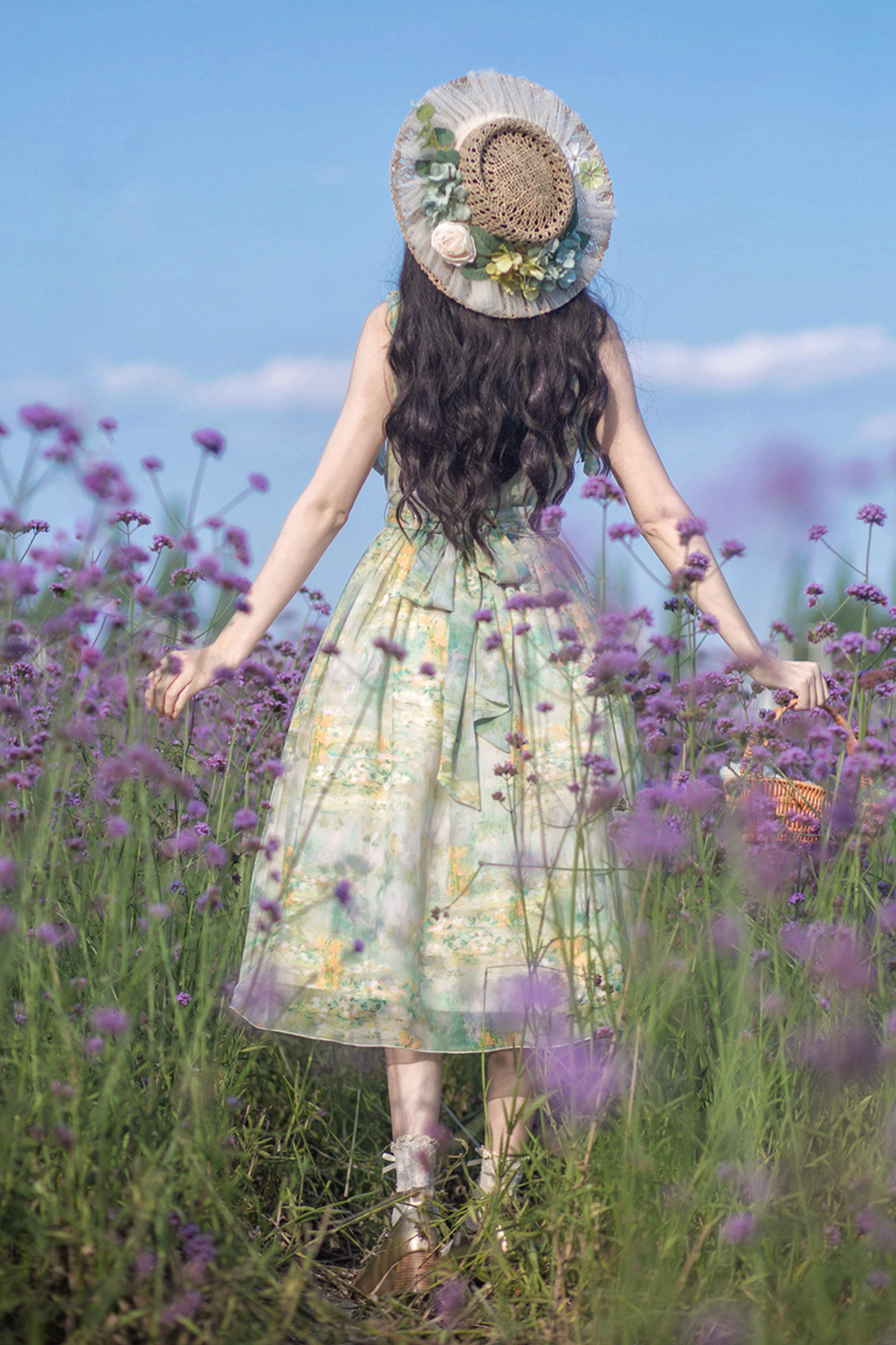 マーブルリゾートシフォンプリントドレス