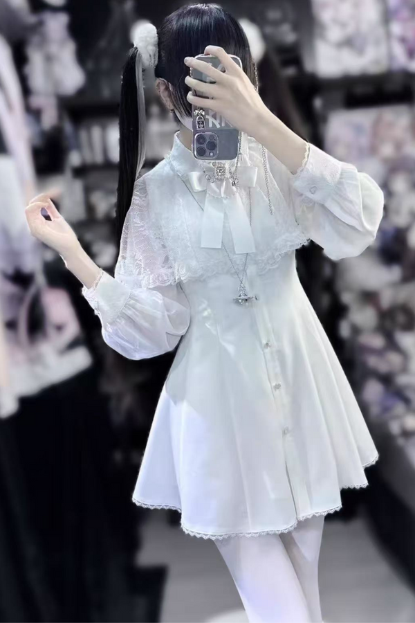 Mine mass-produced lace collar design dress