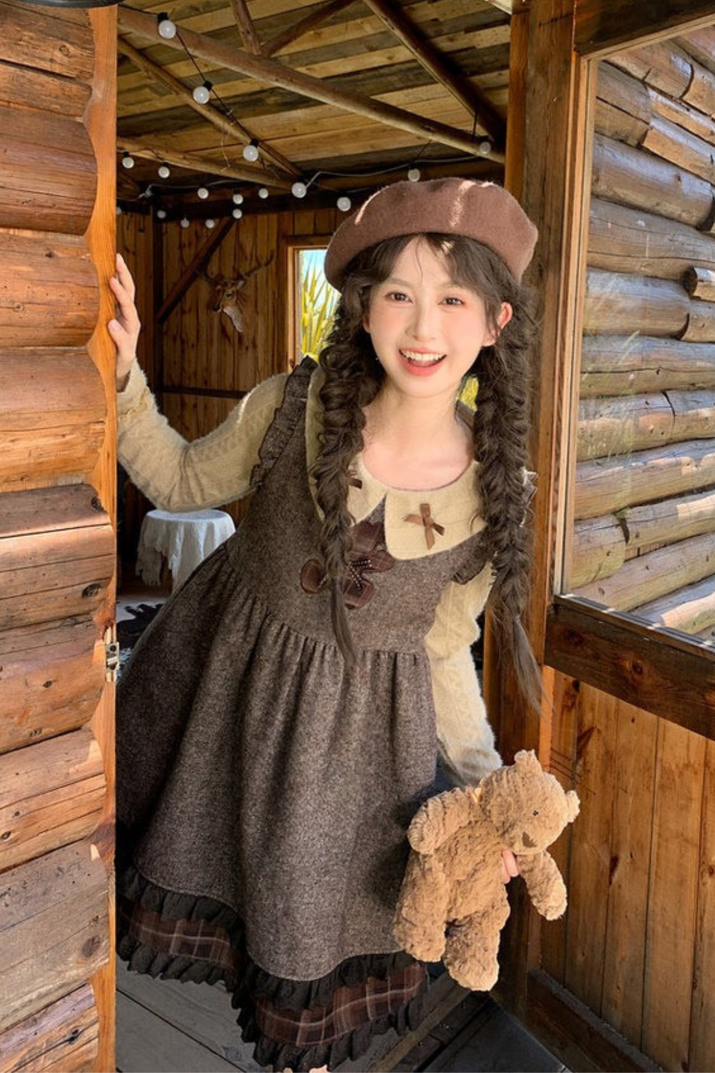 レトロチェックドレス+レトロドールトップス