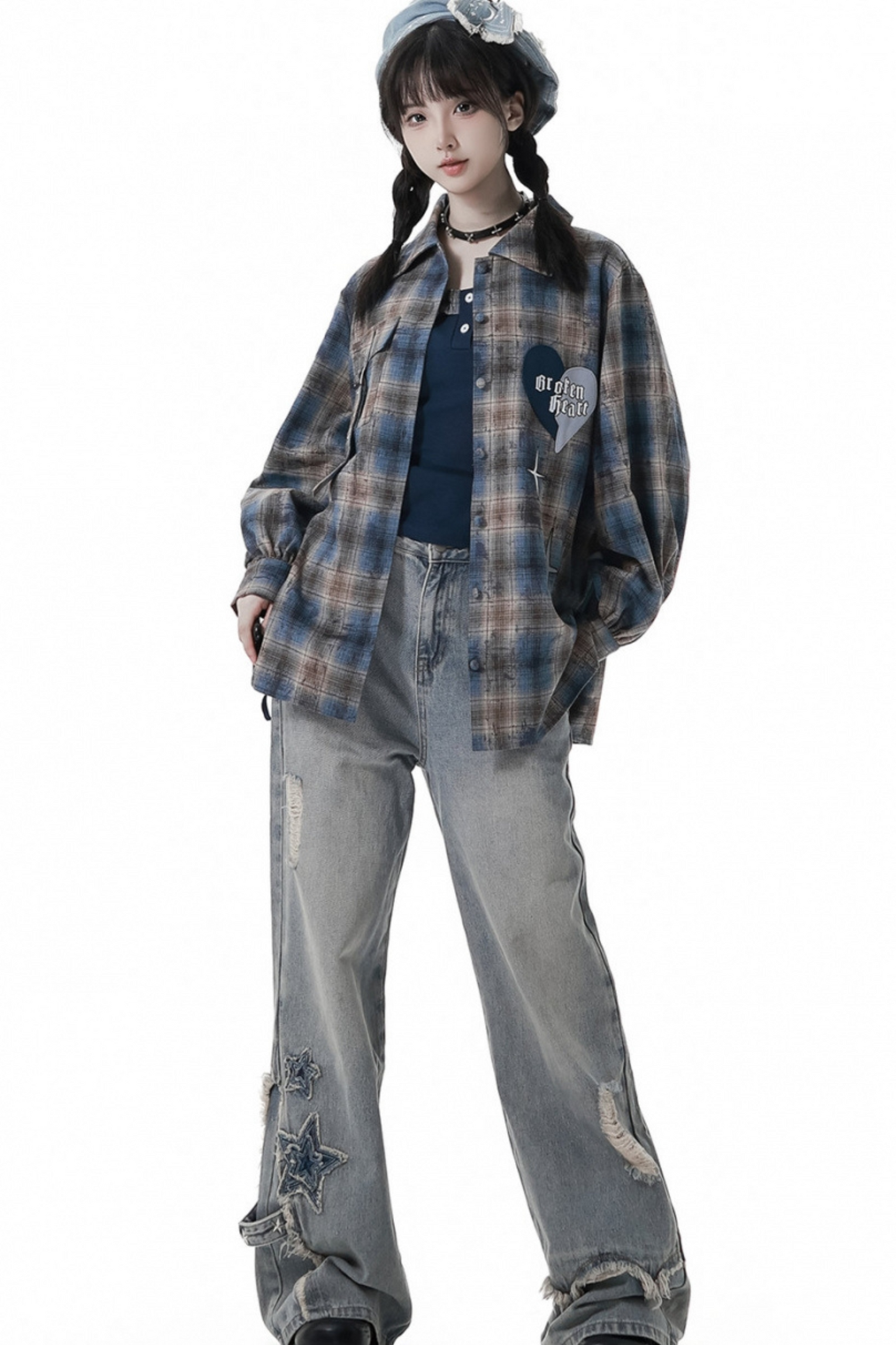 Check Loose Shirt + Tank Top