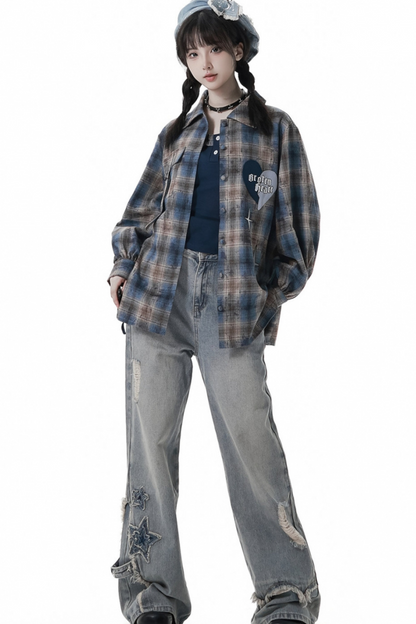 Check Loose Shirt + Tank Top