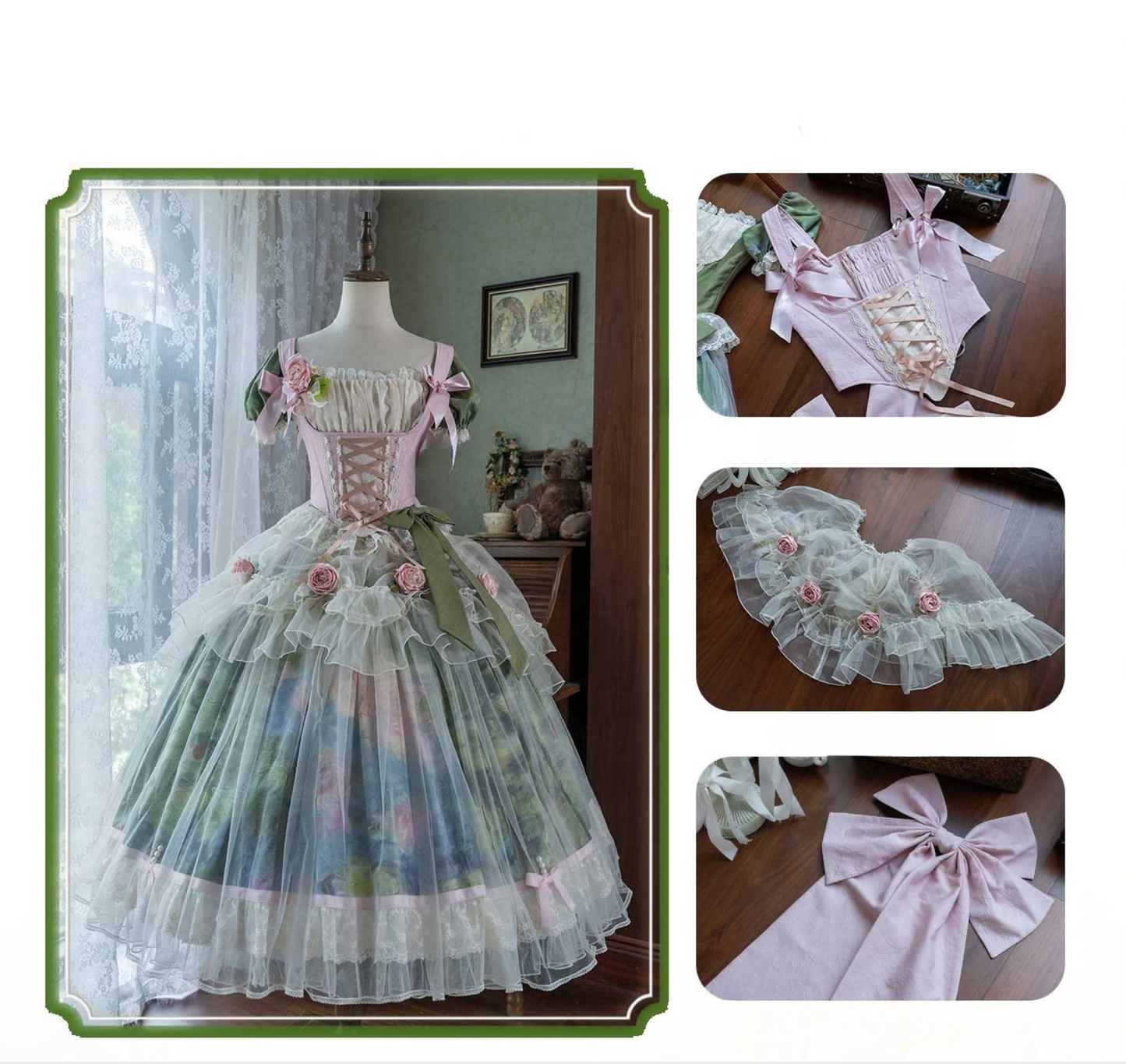 [Pre-order Deadline: May 15] Monet Garden Oil Handle Classical Chiffon Dress + Bustier