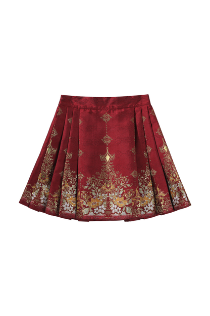 チャイナスノーニットベスト+シャツ+スカート