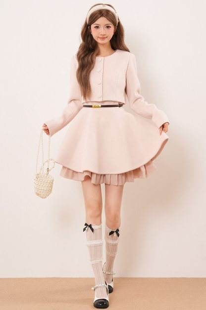 スイートパウダーショートジャケット+フレアドレス