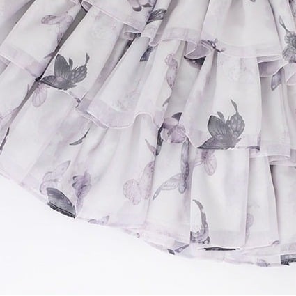 [Scadenza prenotazione 98] Mini abito dolce Lolita a balze con ricamo di gigli, fiocco e farfalla Black x Purple / White x Purple