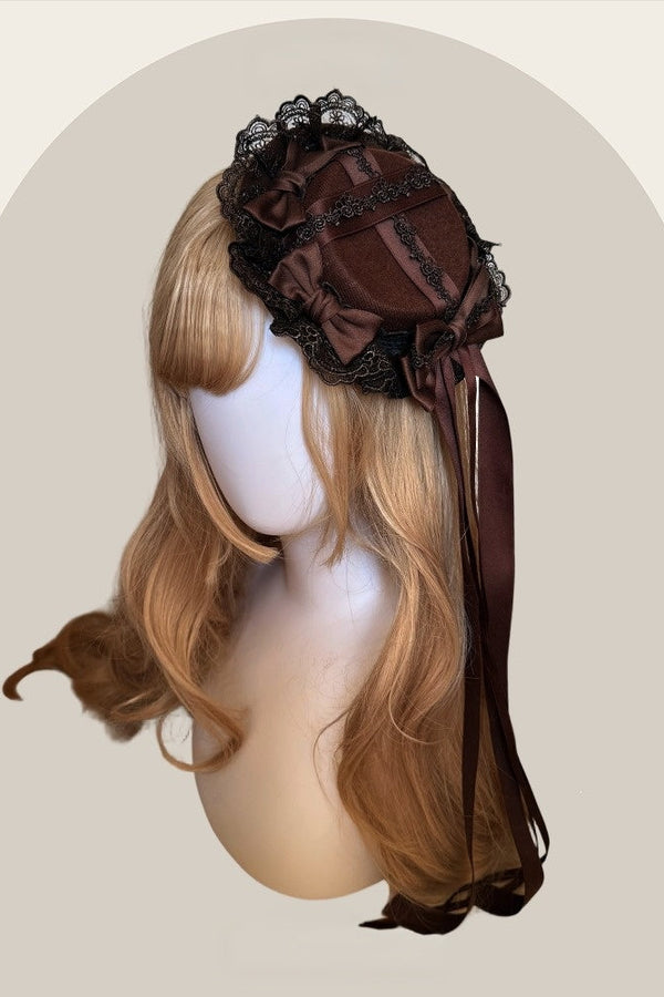 [Pre-order Deadline: September 19] Classic Brown Rose Embroidered Series Accessories (Elegant Gothic Lace Bow Hat Bow Tie Bow Lace Jabot)