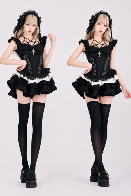 Cross Corset Gothic Set