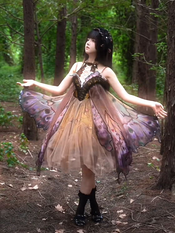 【12月16日予約締切】withered leaf butterfly2.0ゴシックロリータバタフライウイングドレスTypeA/B