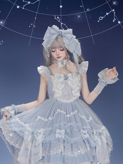 [Pre-order Deadline: September 23] Light Blue/Dark Blue Celestial Star Series Accessories (Ribbon Veil Hat, Ribbon Headband Kc, Wrist Cuffs, Choker)