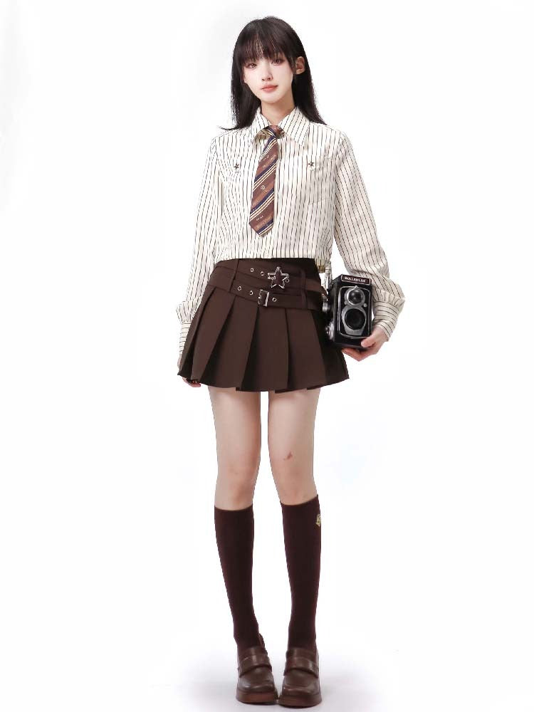 Star Fall Latte Star Velvet Hoodie Short Jacket Pleated Skirt Shirt Casual Maillard